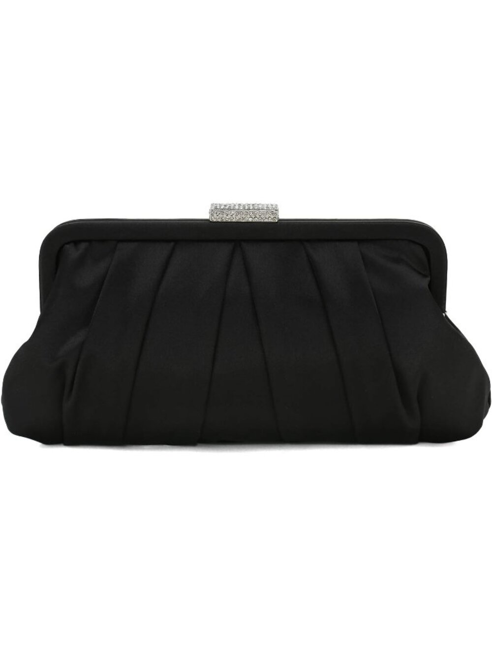 〽️Women's Black Classic Diamante Formal Pleated Satin Clutch Purse Evening Bag